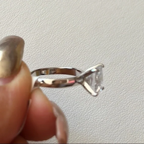 Sterling Silver 2ct Princess cut Engagement Ring sizes 5 6 7 8 9 10